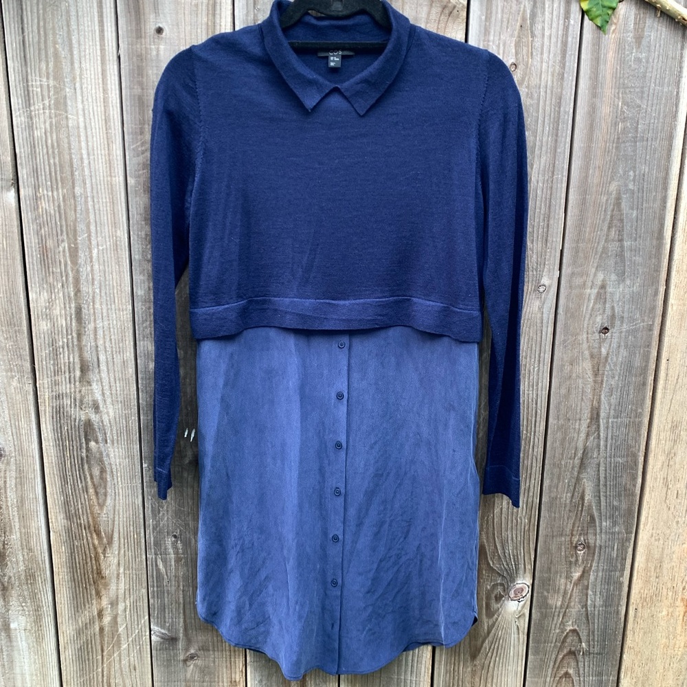 COS Silk Oversized Shirt Dress Wool Sweater XS